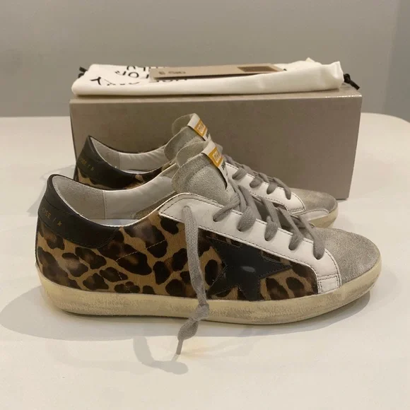 Golden Goose Superstar Sneaker in Leopard/Black Leather sz 37 New in Box - Picture 3 of 11